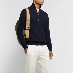 Alex Mill Navy Merino Wool 1/4 Zip Sweater - Size L